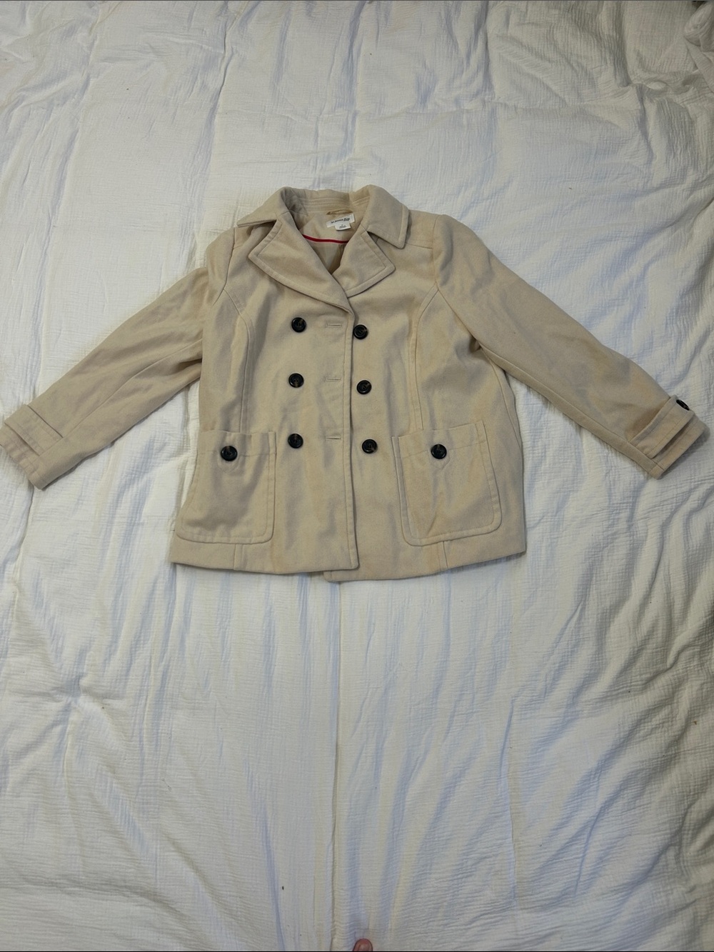 St. John's Bay Beige Double-Breasted Peacoat